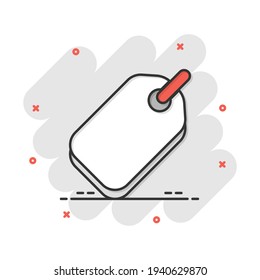 Vector cartoon empty tag icon in comic style. Price sale concept illustration pictogram. Promotion coupon business splash effect concept.