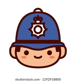 Vector Cartoon English Police Officer Emoji Icon Isolated