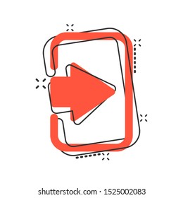 Vector cartoon entrance door icon in comic style. Exit doors concept illustration pictogram. Doorway entrance business splash effect concept.