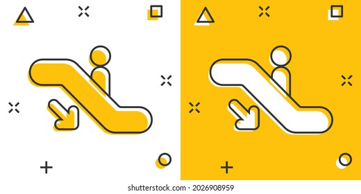Icono del elevador del elevador de dibujos animados vectores al estilo cómico. Pictograma de la ilustración del signo del escalador. Concepto de efecto de salpicadura empresarial del ascensor.