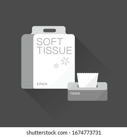vector cartoon extractable facial tissue / combination package / hygiene products / illustration, isolated, sign, icon template 