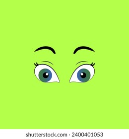 Vector Cartoon eyes. Funny eye expression. Comic facial character caricature. Eye emotion of human, or animal. Isolated illustration.