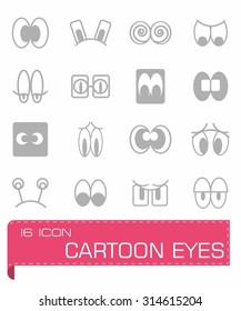 Vector Cartoon eyes icon set on grey background