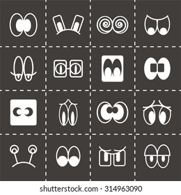 Vector Cartoon eyes icon set on black background