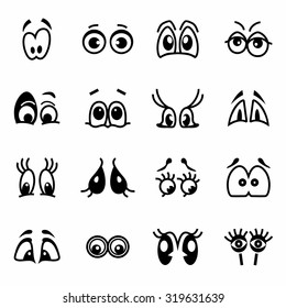 Vector Cartoon eyes icon set on white background