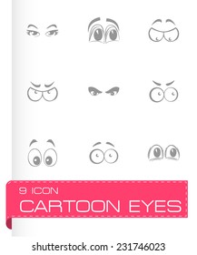 Vector cartoon eyes icons set on white background
