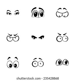 Vector cartoon eyes icons set on white background
