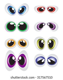 Vector cartoon eyes set isolated on white background