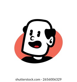 Vector cartoon face with confused or surprised expression. Bold minimal style with retro vibe. Perfect for mascot, avatar, comic projects, and digital assets