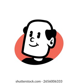 Cara de dibujos animados de Vector con expresión confundida o sorprendida. Estilo minimalista audaz con ambiente retro. Perfecto para mascotas, avatares, proyectos de cómics y activos digitales