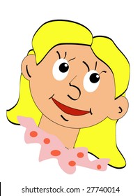 vector cartoon of face of girl isolated on white