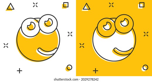 Vector cartoon face icon in comic style. Smiley face concept illustration pictogram. Comic emotion smiley business splash effect concept.