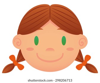 Vector Cartoon Face Isolated On White Background