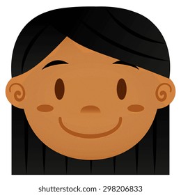 Vector Cartoon Face Isolated On White Background