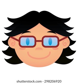 Vector Cartoon Face Isolated On White Background