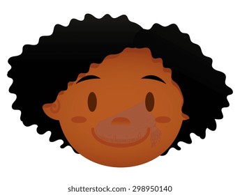 Vector Cartoon Face Isolated On White Background