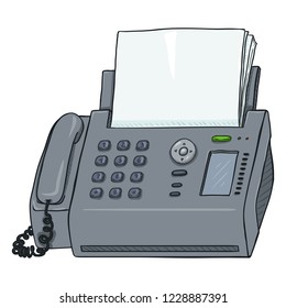 Vector Cartoon Fax Machine. Office Telephone