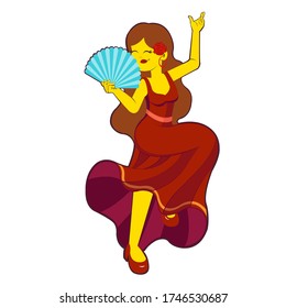 Vector Cartoon Female Dancer Emoji Icon Isolated 