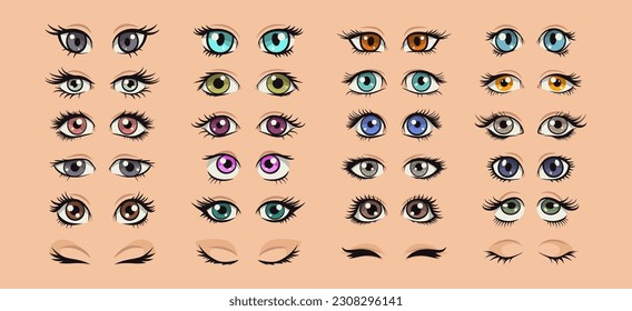 Jogo dos olhos femininos coloridas
