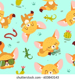 vector cartoon fenech seamless pattern