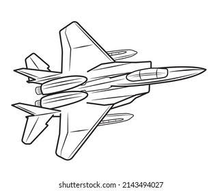 Vector Cartoon Fighter Jet. Combat Aircraft In Isolate On A White Background.