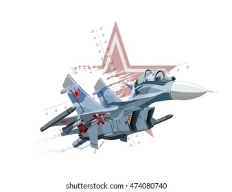 Vector Cartoon Fighter Plane. Available EPS-10 vector format separated by groups and layers for easy edit