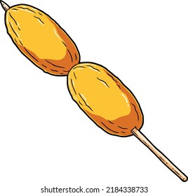 Dibujo vectorial Comida callejera filipina Banana dulce en palo