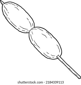 Vector Cartoon Filipino Street Food Sweet Banana On Stick Line Art