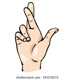 Vector Cartoon Fingers Crossed