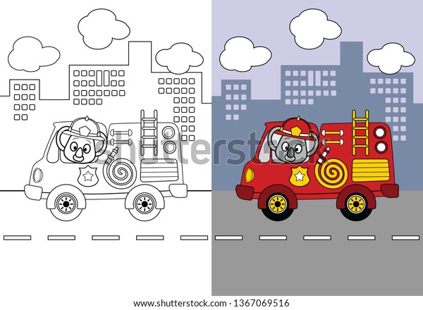 Vector Cartoon Fire Rescue Coloring Book Stock Vector (Royalty Free ...