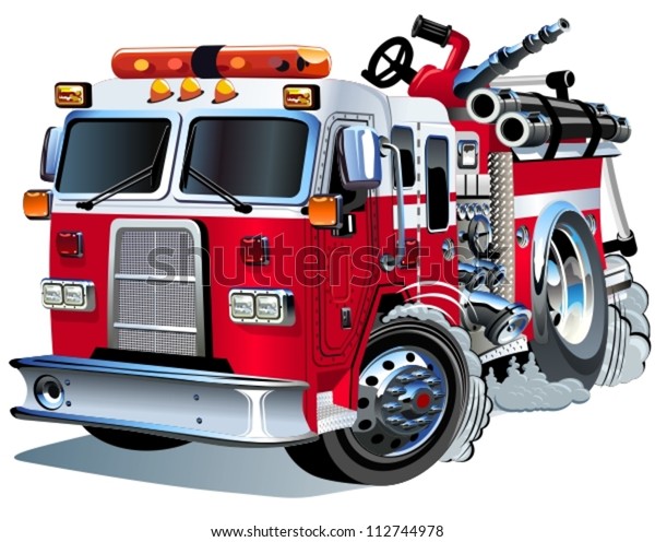 Vector Cartoon Fire Truck Stock Vector (Royalty Free) 112744978