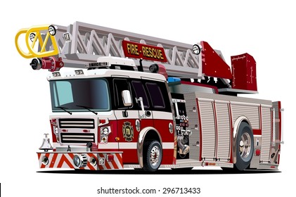 Vector Cartoon Fire Truck. Available EPS-10 vector format separated by groups and layers for easy edit