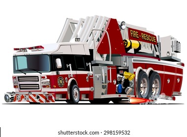 Vector Cartoon Fire Truck. Available EPS-10 vector format separated by groups and layers for easy edit