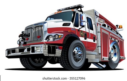 Vector Cartoon Fire Truck. Available EPS-10 vector format separated by groups and layers for easy edit