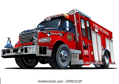 Vector Cartoon Fire Truck. EPS-10 vector format separated by groups and layers for easy edit