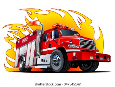 Vector cartoon firetruck. Available EPS-10 vector format separated by groups and layers for easy edit