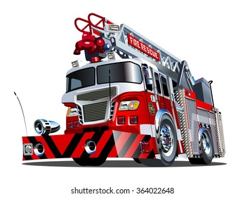 Vector cartoon firetruck. Available EPS-10 vector format separated by groups and layers for easy edit.