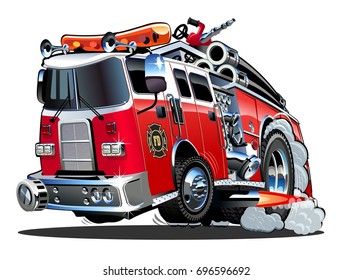 Vector cartoon firetruck. Available EPS-10 vector format separated by groups and layers for easy edit
