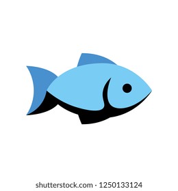 Vector Cartoon Fish Icon Isolated On White Background
