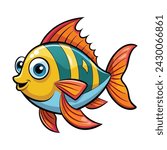 Vector of cartoon fish illustration on white