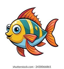 Vector of cartoon fish illustration on white