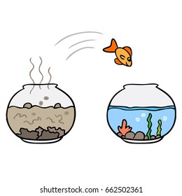 vector cartoon fish jump isolated