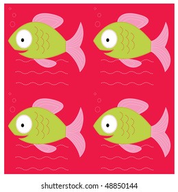 Vector cartoon fish. PAttern backgroung