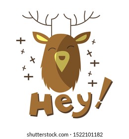 Vector cartoon flat animal character with scarf and stylized background