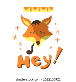 Vector cartoon flat animal character with bowtie and stylized hairstyle