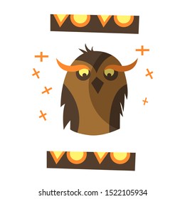 Vector cartoon flat animal character with scarf and stylized background