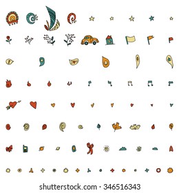 Vector cartoon flat big grand set icon stickers. For ui, web games, tablets, wallpapers, and patterns. With random objects.