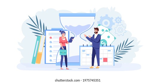 Vector cartoon flat boss manager,office worker characters in work conflict scene.Angry boss unhappy with employee character,deadline failure-office work stress situation,web site banner concept