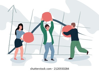 Vector cartoon flat characters,specialists work with huge chart elements-online data information statistics and analytics,digital technology specialists workflow concept,web site banner ad design
