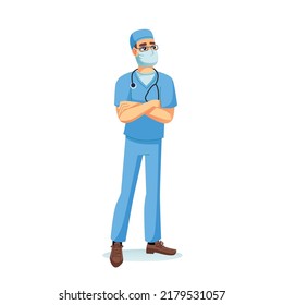 Vector Cartoon Flat Doctor Character Uniform Stock Vector (Royalty Free ...